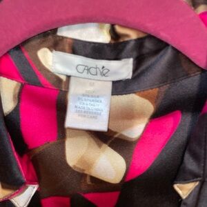 Cache Vibrant  fitted tropical print Silk Button-Up Shirt